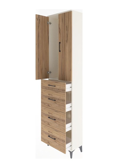 Arges Dolap Tek Raflı 4 Çekmeceli 2 Kapaklı 60x30x243 Aytaşı-çam Aytaşı