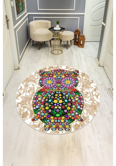 Dijital Baskı Modern Kaymaz Taban Halı H0339 Renkli