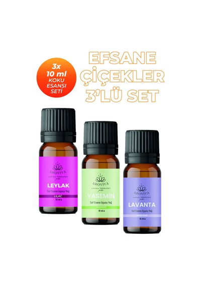 Efsane Çiçekler Esansiyel Uçucu Koku Yağı Buhurdanlık Yağı Difüzör Esansı 3'lü Set 3x10ml Karışık
