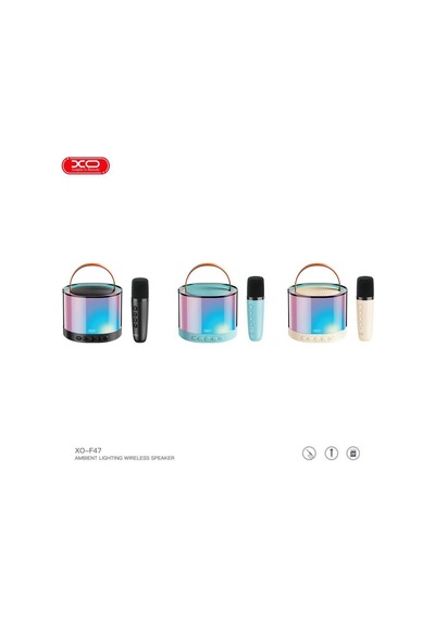 F47 20w Rgb Işıklı 1200 Mah Bluetooth Kablosuz Usb-c Girişli Hoparlör Ve Karaoke Mikrofonu Set