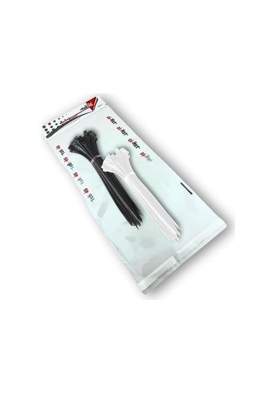 Plastik Kablo Bağı 250 Mm X 3.6 Mm, Siyah Ve Beyaz, Toplam 100 Adet Set