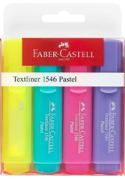 Faber Castell Fosforlu Kalem 1546 Şeffaf 4 Lü Set Pastel Renkler Diğer
