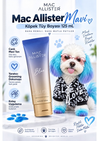 Mac Allister Kedi Köpek Tüy Boyası Mavi Renkli 125 Ml