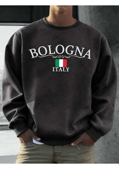 Startmore Startmorebologna İtalya Bayrağı Desen Kazaklar Erkekler Sokak Polar Spor Hipster Sonbahar Hip Hop Gevş Antrasit