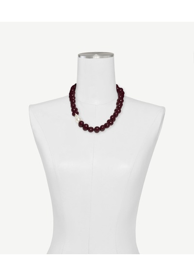 Yargıcı Yassı Boncuklu Kolye 26kkbj8190x 016 Bordo