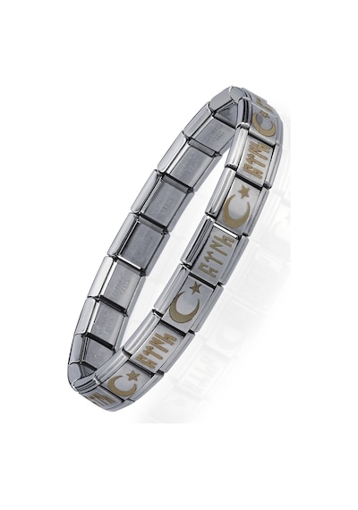 Ay Yıldızlı Göktürkçe Türk İtalyan Charm Unisex Çelik Bileklik Scb60 Beyaz 79565307