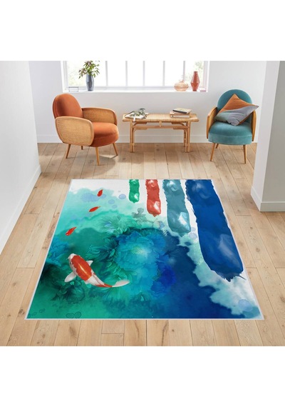 Rovigo Home Dijital Baskı Yıkanabilir Kaymaz Taban Salon Halısı  RVG1744 Çok Renkli