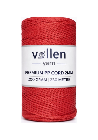 200gr/230m Premium Polyester Makrome Ipi 2mm ,makrome Ip,makrame,supla,çanta Ipi,kırmızı