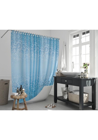 Zethome Jackline Banyo Duş Perdesi 6303 Tek Kanat 1X120X200 Mavi
