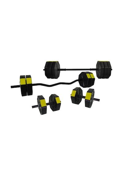 Tanspor 90 Kg Dambıl Halter Full Kısa Bar + Düz Bar (150 cm) + Z Bar (120 cm) Set Mavi Kapaklı