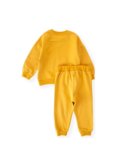 Cigit Basıc Karyoka Detaylı Sweatshirt Takım 3-8 Yaş Hardal Sarı Hardal Sarı