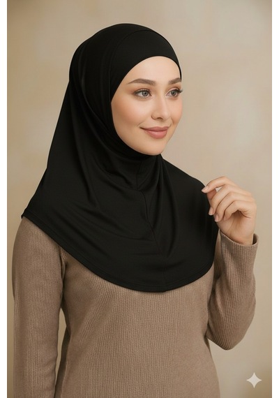Sonbaharmoda Rahat Ve Şık İki Parça Viskon Likralı Tesettür Hijab Bone İçlik Günlük Kullanım Ve Namaz İçin Siyah