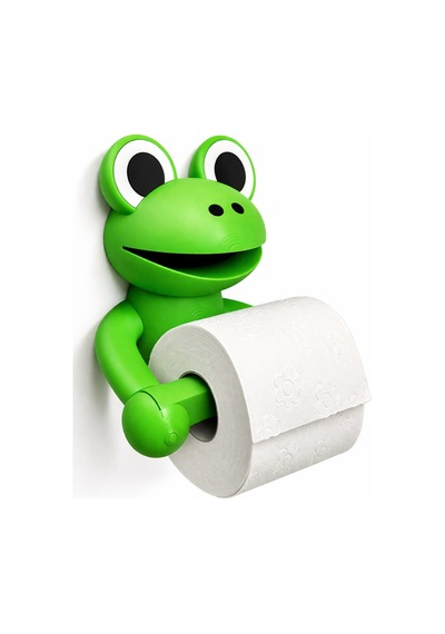 Sevimli Kurbağa Tuvalet Kağıdı Askılığı Duvar Tipi Wc Kağıtlık Sert Plastik Dayanıklı Banyo Çok Renkli