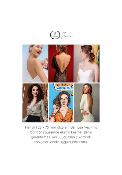 Kıyafetbandı Hipoalerjenik Kıyafet Sabitleme Bandı Şeffaf 24 Adet Dekolte Abiye Gelinlik Straplez G