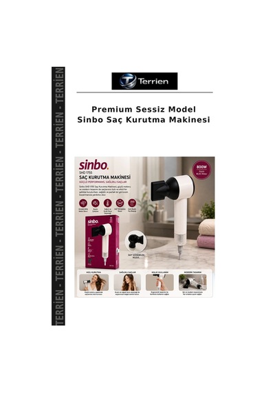 Premium Sessiz Model Sinbo Saç Kurutma Makinesi