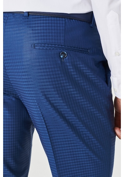 AC&Co / Altınyıldız Classics Erkek Mavı Eksta Slim Fit Dar Kesim Mono Yaka Kareli Mavi Takım Elbise Mavi