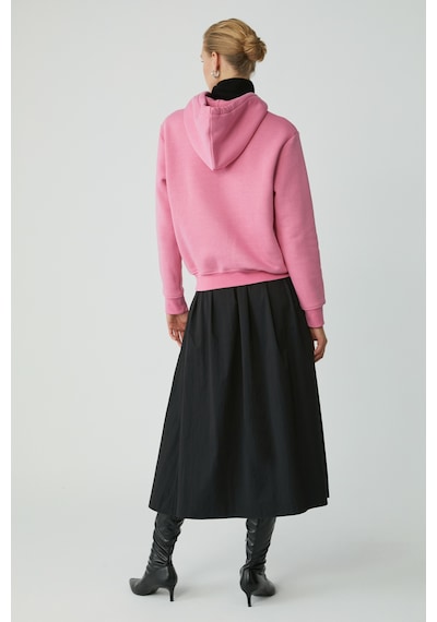 Ethıquet Diane Kadın İçi Polarlı Yumuşacık Comfort Fit Kapüşonlu Pembe Sweatshirt Mavi