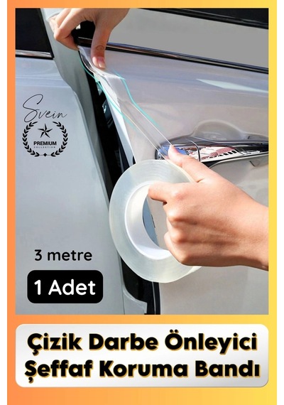 Svein Kapıkoruma 1 Adet 3 Metre Oto Kapı Çizik Önleyici Şeffaf Koruma Bandı Darbe Koruyucu İz Bırakmaz