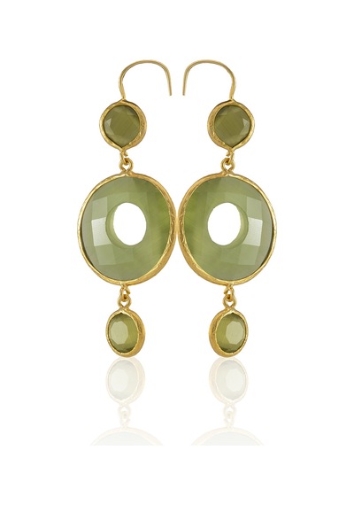Kadir Jewellery 22 Ayar Altın Kaplama Kadın Sallantılı Küpe -el İşçiliği Ve Hipoalerjenik Küpe Altın - Zeytin Yeşili 26670804
