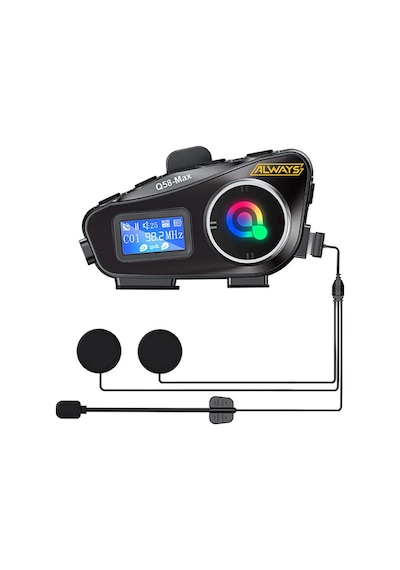 Always Q58 Max 500m Telsiz Mesafeli Motosiklet Kaskı İnterkom Çift Sürücü İletişimi Mp3 Fm Radyo