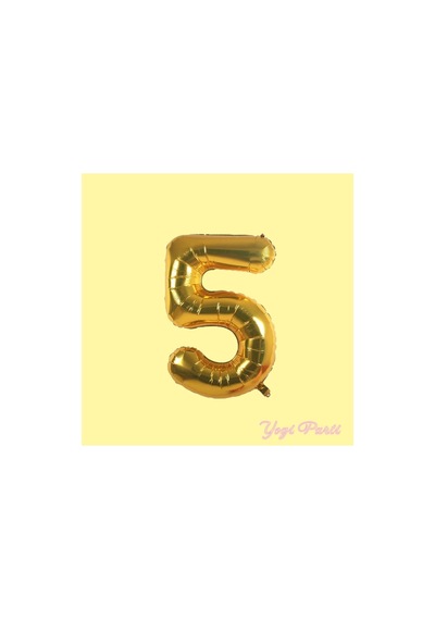 Gold 5 Beş Rakam Folyo Balon 40 Inç Yaş Doğumgünü Süsü Gold Gold