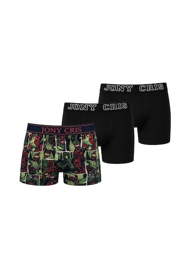 Jony Cris Baskılı Desenli Erkek Boxer 3 Lü Erkek Baksır İç Giyim Karışık Renkler