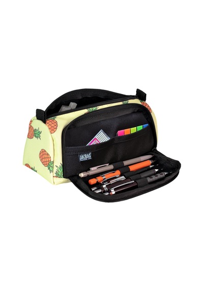 Jacbag Prime Xl-lastik Ayraçlı İki Bölmeli Kalem Kutusu Prime Xl-ananas renkli
