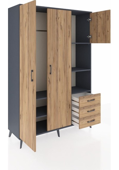 Hyperion Dolap 5 Raflı 3 Çekmeceli Tek Askılı 132x44x195 Antrasit-çam/çam Atlas Çam/atlas Çam Hyperion Dolap 5 Raflı 3 Çekmeceli Tek Askılı 132x44x195 Antrasit-çam/çam Atlas Çam/atlas Çam