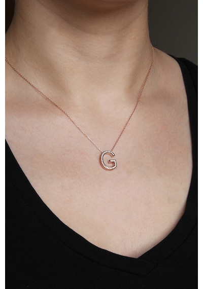 925 Ayar Gümüş Rose G Harfi Kolye - 23089701 Rose Gold