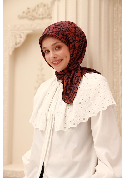 Silk Home Organik Eşarp 79015-03 Lacivert, Erguvan, Turuncu