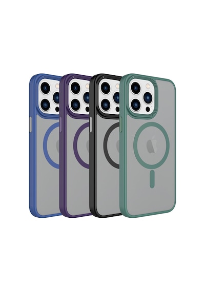 Apple Uyumlu iPhone 15 Pro Max Kılıf Mat Arka Yüzey Wireless Şarj Özellikli Flet Magsafe