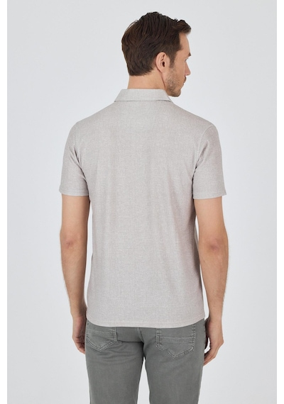 Bej Polo Yaka Kısa Kol Cepsiz Slim Fit Classic Tişört 1011250176 Bej