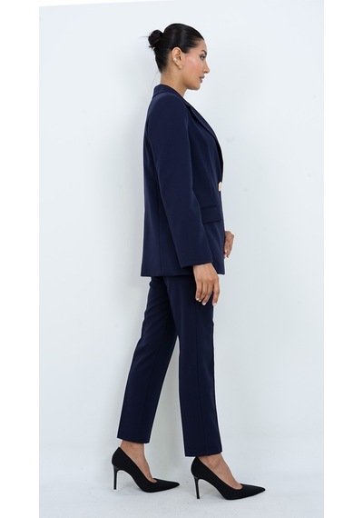Dorne Moda Kadın Gold Düğmeli Şık Blazer Ceket Pantolon İkili Takım - Düğün - Ofis Şıklığı - Özel Gün Takım Elbise Bordo