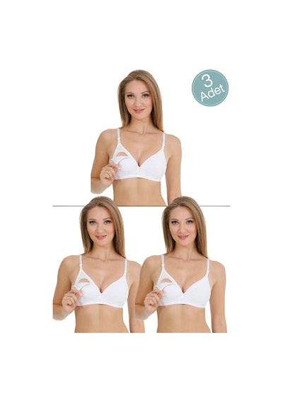 Parlingerie Kaplı Emzirme Sütyeni Beyaz 3'lü