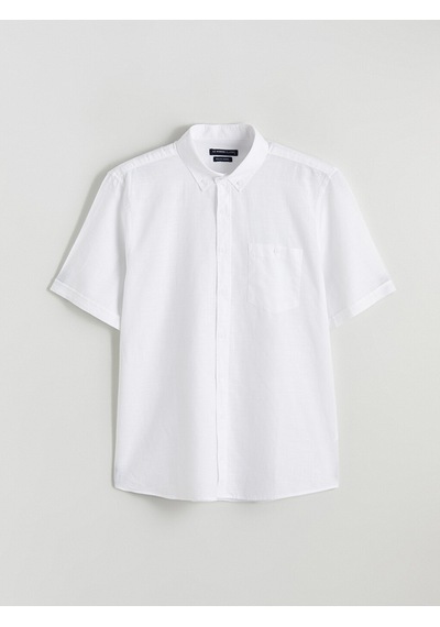 Lcwaıkıkı Classic Beyaz Regular Fit Keten Karışımlı Erkek Gömlek
