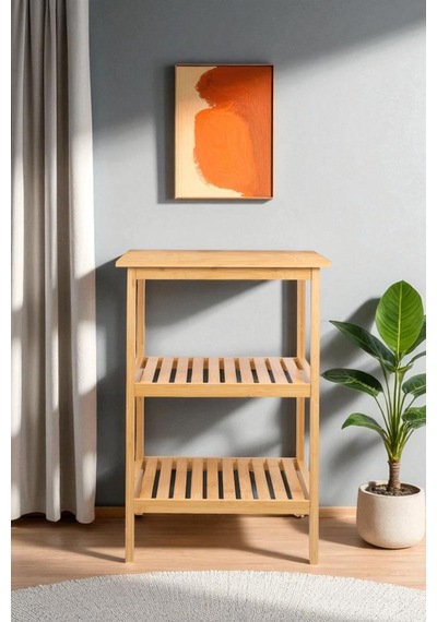 Digithome Bambu 3 Raflı Komodin Yan Sehpa Şifonyer Düzenleyici Orta Sehpa Db-0024 Kahverengi