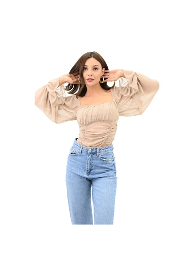 Koza Butik Kadın Şifon Crop Bluz 1734-24 001