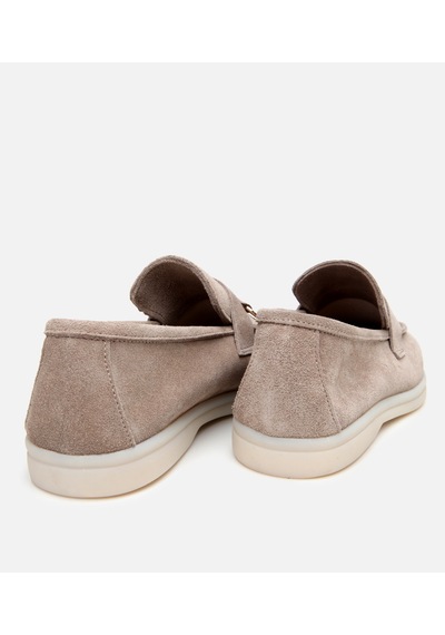 Hotiç Kadın Süet Deri Bej Klasik Loafer
