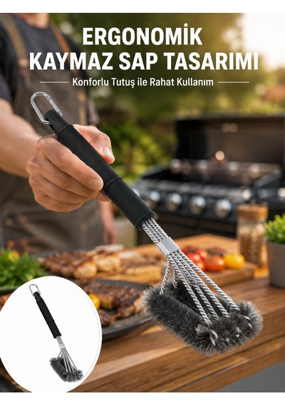 Paslanmaz Çelik Telli Mangal Temizlik Fırçası Yeni Nesil - Lisinya