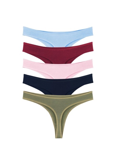 Sensu Kadın Pamuklu Tanga Karışık Renkler 5'li Külot Set - Kts3047 Karışık