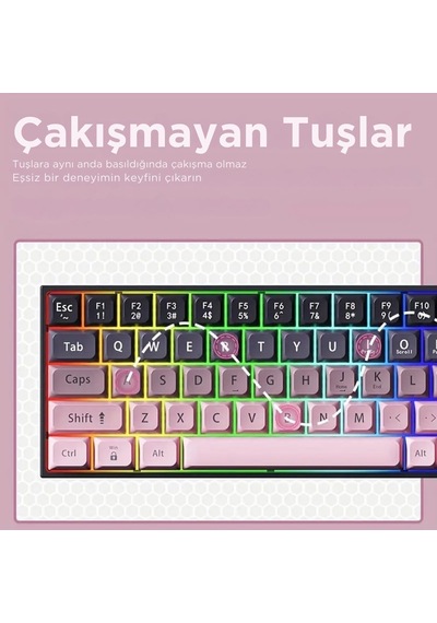 65% Kablolu Hotswap Mekanik Oyun Klavyesi,68 Tuşlu Taşınabilir Anti-ghosting Klavye,gökkuşağı Arkadan Aydınlatmalı Programlanabilir,ergonomik, Ajazz Ak680 Pembe Brown Switch 65% Kablolu Hotswap Mekanik Oyun Klavyesi,68 Tuşlu Taşınabilir Anti-ghosting Klavye,gökkuşağı Arkadan Aydınlatmalı Programlanabilir,ergonomik, Ajazz Ak680 Pembe Brown Switch