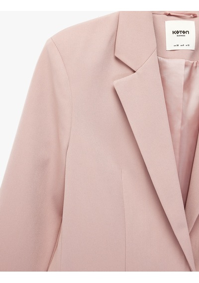 Koton Geniş Yaka Cep Detaylı Düğmeli Blazer Ceket Pembe 7wak50055uw Gül
