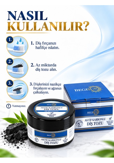 Aktif Karbonlu Diş Tozu Doğal Ağız Bakımı 50 G Yeni Nesil Beyazlık
