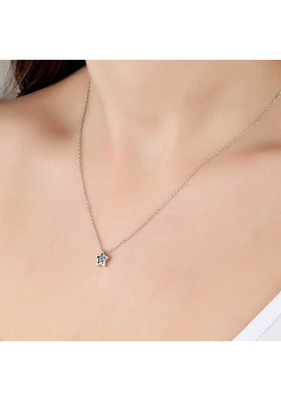 Swarovski Taşlı Gümüş Yıldız Kadın Kolye (551180762)