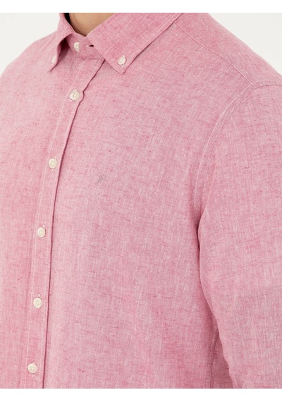 Cacharel Kırmızı Slim Fit Keten Karışımlı Gömlek Cacharel Kırmızı Slim Fit Keten Karışımlı Gömlek