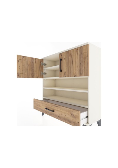 Arges Şifonyer 4 Raflı Tek Çekmeceli 2 Kapaklı 88x30x96 Aytaşı-çam Aytası