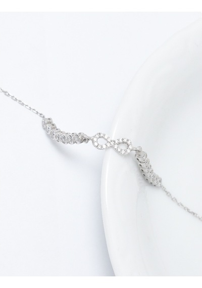 Brezza Lusso Jewelry Sonsuzluk Model Su Yolu Pırlanta Işıltılı Kadın Gümüş Bileklik