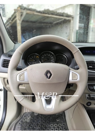 Renault Megane 3 Bej Dıreksıyon  Kaplama Deri Direksiyon Kılıfı