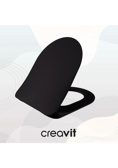 Creavit Terra Mat Siyah Asma Klozet + Yavaş Kapanır Kapak