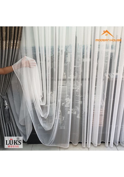 Lüks Keten Titi Tül Perde Kırık Beyaz Modern House